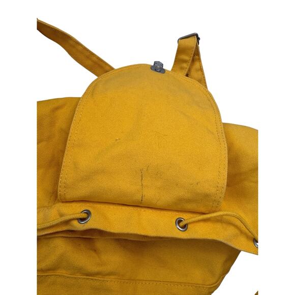 BAGGU Yellow Canvas Drawstring Flap Backpack Zippered Pocket Click Closure main image 5